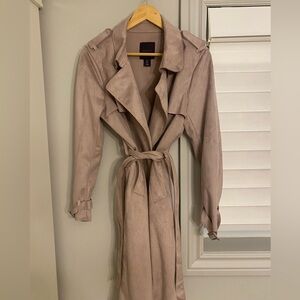 Women's Faux Suede Mauve/Dusty Rose Long Trench Coat